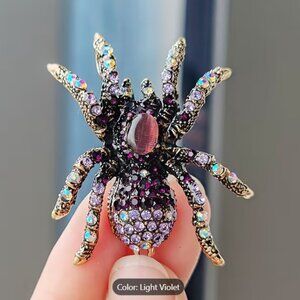 Vintage inspired Purple Rhinestone Crystal Spider Fashion Pendant Brooch Pin